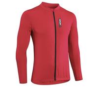 MEETYOO Maglia da Ciclismo da Uomo a Maniche Corte e Maniche Lunghe, Traspirante, Leggera, ad Asciugatura Rapida, con Cerniera Facile da Aprire e 3 Tasche Posteriori,Manica Lunga-Rossa,3XL