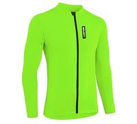 MEETYOO Maglia da Ciclismo da Uomo a Maniche Corte e Maniche Lunghe, Traspirante, Leggera, ad Asciugatura Rapida, con Cerniera Facile da Aprire e 3 Tasche Posteriori,Manica Lunga-Verde Brillante,2XL