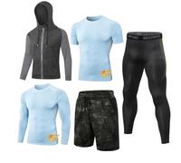 MEETYOO Maglietta a Compressione da Uomo, Leggings Sportivi, Pantaloni da Corsa, Maglietta Funzionale da Uomo, Pantaloni a Compressione, Abbigliamento Funzionale per Corsa, Palestra, Fitness