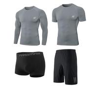 MEETYOO Maglietta a Compressione da Uomo, Leggings Sportivi, Pantaloni da Corsa, Maglietta Funzionale da Uomo, Pantaloni a Compressione, Abbigliamento Funzionale per Corsa, Palestra, Fitness