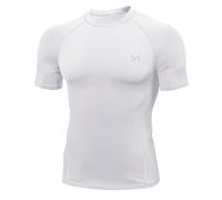 MEETYOO Maglietta a Compressione Uomo T-Shirt, Bianco-Corto, XXL Men's