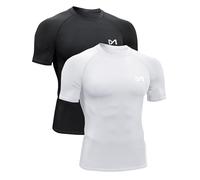 MEETYOO Maglietta Uomo, Funzionale Compressione Camicia Manica Corta Fitness Camicia Uomini Camicia Sportiva Traspirante da Corsa per Corsa Ciclismo Fitness