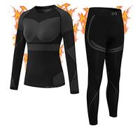 MEETYOO Set Biancheria Intima da Donna, Foderata in Pile con Strati di Base Lunghi, Morbido e Traspirante, ad Asciugatura Rapida, per Corsa, Sci, Yoga, Allenamento