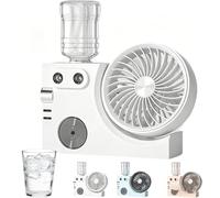 MEEVINWH Portable Misting Table Fan, Portable Usb Rechargeable Misting Table Fan,Personal Cooling Mister Fan With Water Tank, 3-Speed 60° Adjustable For Home Office Dorm Outdoor Travel(White)