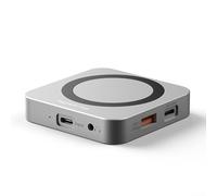 MeevrgR Alloggiamento magnetico M.2 2230 NVMe SSD, lega di alluminio, grigio, 10 Gbps, 4K 60Hz, USB-C, lettore di schede SDTF, design compatto, 69,5 x 69,5 mm