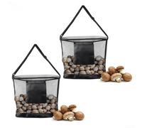 MeevrgR Borsa a rete per raccogliere funghi con custodia, 43 x 26 cm, traspirante, con tracolla regolabile, per la raccolta di frutta, verdura ed erbe, set da 2 pezzi, nero e verde (è nero)