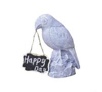 MeevrgR Cartello di benvenuto con uccellino da giardino, decorazione per esterni, scultura decorativa a forma di pappagallo con bacheca, in resina resistente alle intemperie, ornamento per patio