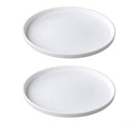 MeevrgR Confezione da 2 piatti rotondi in melamina con texture a pietra bianca, piatti bassi per servire cibo, stoviglie leggere e resistenti agli urti, per ristoranti e casa, 28,5 cm