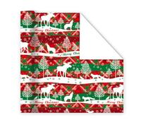 MeevrgR Confezione da 4 rotoli di carta regalo natalizia vintage, 50 x 70 cm, fatti a mano, carta sostenibile per vacanze, compleanni e occasioni speciali, materiale biodegradabile, disegni assortiti