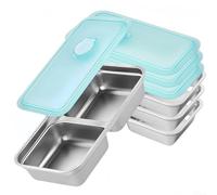 MeevrgR Contenitori per snack in acciaio inox, confezione da 4 - Doppio scomparto e scatole resistenti alle perdite per la preparazione dei pasti, pranzi scolastici e viaggi
