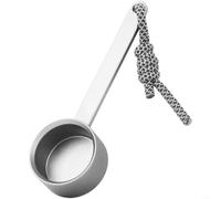 MeevrgR Cucchiaio dosatore per caffè con manico lungo, in lega di alluminio, con cordino per appenderlo, per casa, bar, barista, nero, argento, oro (argento)