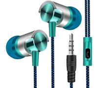MeevrgR Cuffie intrauricolari cablate con microfono, ergonomiche, con cancellazione del rumore, bassi potenti per chiamate e musica, 3,5 mm (argento)