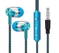 MeevrgR Cuffie intrauricolari cablate con microfono, ergonomiche, con cancellazione del rumore, bassi potenti per chiamate e musica, 3,5 mm (blu)