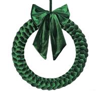 MeevrgR Ghirlanda natalizia in velluto blu e verde da 35,6 cm con ornamento di Babbo Natale, decorazione fatta a mano per porte per interni, facile da appendere (4 di 4)