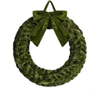 MeevrgR Ghirlanda natalizia in velluto blu e verde da 35,6 cm, con ornamento di Babbo Natale, realizzata a mano, decorazione per porte per interni, facile da appendere (5 di 5)