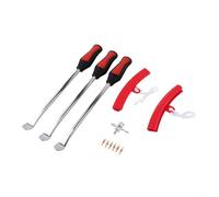 MeevrgR Kit di attrezzi per cambio pneumatici da 13 pezzi per auto, moto, bici, 3 cucchiai in acciaio, 2 protezioni per cerchioni, nucleo valvola, chiave a croce e borsa rossa