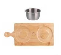 MeevrgR Margarita Salt Rimmer Tray Set - Legno & Acciaio Inox Doppio Vassoio per Perfetto Cocktail Rims 40ml Ciotola per Citrus Bartender Essential