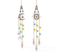 MeevrgR Moon & Star Wind Chime Sun Catcher - 40 cm Decorazione da appendere prismi di quarzo bianco riflesso di luce per matrimonio, compleanno
