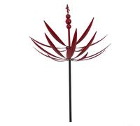 MeevrgR Mulino a vento moderno minimalista in metallo, scultura rotante 3D alimentata dal vento, per esterni, perfetto per giardino, patio (rosso)