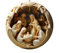MeevrgR Ornamento natalizio 2025 da collezione in vetro colorato, in acrilico, multicolore, con ciondolo a forma di Gesù per la nascita della natività, decorazione per albero di Natale, regalo festivo
