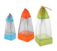 MeevrgR Sacca leggera in rete per campeggio, organizer per indumenti a pelo, confezione da 3 per borsa in rete di nylon ultra leggera con coulisse, S/per set M/L