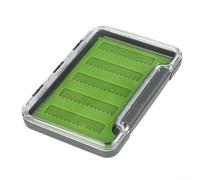 MeevrgR Scatola per attrezzatura da pesca a mosca con scomparti in silicone, custodia rigida impermeabile per mosche e ami, verde, guscio in PC/ABS resistente agli urti (dente di sega medio)