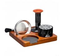 MeevrgR Set di 6 pressini per espresso con stazione di pressatura in legno, distributore di caffè, imbuto dosatore, schermo a disco e spazzola per la pulizia per 51 mm, 58 mm (58 mm)