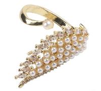 MeevrgR Set di anelli a cerchio con perla ad ala e anello secondario a spirale, design dinamico fluttuante, per mostre d'arte e stile Y2K (ali dorate)