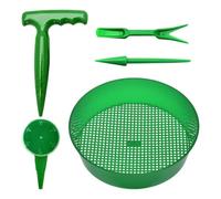 MeevrgR Set di setacci rotondi per terriccio, per setacciare il terriccio, 21 x 5,5 cm, in ABS, con manico ergonomico, verde, 1/4/5 pezzi