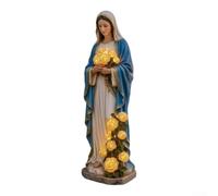 MeevrgR Statua da giardino a LED con rose incandescenti, decorazione religiosa per esterni per cortile e giardino, in resina resistente alle intemperie, per tutto l'anno