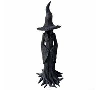 MeevrgR Statua della strega con radici - Statuetta gotica in resina (20 cm/30 cm), centrotavola per altare di Halloween, trama corteccia dipinta a mano, edizione da collezione (piccola)