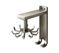 MeevrgR Supporto per utensili da cucina girevole a 360 gradi, rack per montaggio a parete con 10 ganci per utensili da cucina, organizer girevole in alluminio spaziale per cucchiai e mestoli nero