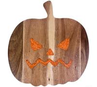 MeevrgR Tagliere per formaggi in legno di acacia e resina, a forma di zucca, per tagliare e servire su entrambi i lati, per feste di Halloween, decorazione e uso stagionale in cucina (A)