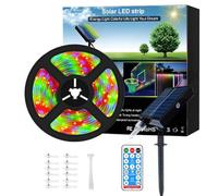 Meewata Striscia luminosa a LED solare da 6 m, impermeabile, autoadesiva, 8 modalità con timer remoto, perfetta per terrazza, patio, sentieri, decorazione da campeggio, multicolore