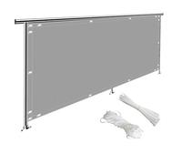 MEEYI Frangi-Vista Balcone 1.5x16.5m, Ombreggiante Balcone UV-Resistente Telo Ombreggiante Occhiellato Asciugatura Veloce per Giardino e Balcone, Grigio Chiaro