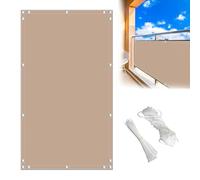 MEEYI Schermi Protettivi Frangi-Vista Balcone 0.75x12m, Oscurante Balcone Ringhiera UV-Resistente Telo Ombreggiante Occhiellato in Polyester per Recinzione Giardino, Sabbia