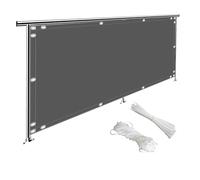 MEEYI Telo Frangi-Vista Recinzione Giardino 3x10m, Copribalcone per Ringhiere Protezione UV Telo Ombreggiante Occhiellato Robusto e Bello per Giardino Esterno, Grigio