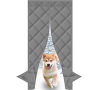 MEEYI Tenda di Porta di Cotone Addensa 95x200cm,Prova di Vento Protezione dal Freddo Tenda di Porta Antivento Addensare Tenda di Porta di Cotone per Porte del Cortile,Grigio - con Fiore di Porta