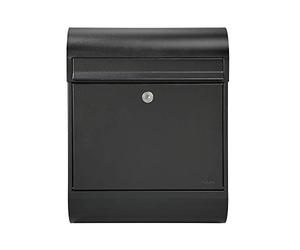 MEFA Ruby 866110DE - Cassetta delle lettere con porta giornali, colore nero, RAL 9005, con chiusura di sicurezza, 450 x 350 x 150 mm