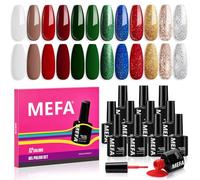 MEFA Smalto Semipermanente Unghie 12 Colori, Bianco Rosso Verde Nero Glitter Oro Verde Smalti Semipermanenti per Unghie, Soak-Off UV Gel Nail Art Smalto Gel Professionali Kit, 7ml
