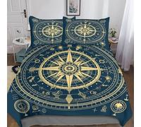 MEFESE bussola Set Copripiumino Per Letto Con,per Adulti E Ragazzi Con Stampa 3D,in Microfibra Con Federe Per Cuscini Navigazione con bussola Copripiumino,3 Pezzi Facile Da Curare Double（200x200cm）