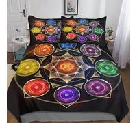 MEFESE Chakra Set Copripiumino 3D Con Microfibra Morbida Stampa Con Federa,per Letto All Size Boho Zen spirituale Copripiumino Anti-acaro Con 3D Motivo Per Ragazzi E Ragazze 3 Pezzi King（220x240cm）
