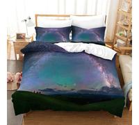 MEFESE Cielo stellato notturno Set Copripiumino Con Stampa 3D Stampa Set Di Biancheria Da Letto Con Copriletto in Microfibra Copripiumino Soft Chic 3 Pezzi Per Adulti E Ragazzi Super King（260x220cm）
