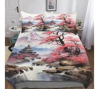 MEFESE Ciliegio giapponese in fiore Set Copripiumino 3D Con Stampa, Con Federa Coordinata,3 Pezzi,microfibra Morbida Copripiumino Con Chiusura A Cerniera E Federe Per Adulti E Ragazzi King（220x240cm）