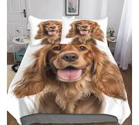 MEFESE Cocker Spaniel 3D Set Di Biancheria Da Letto Per Adulti E Bambini,3 Pezzi Per Letto Singolo,Matrimoniale,King Size,con Cane da caccia Copripiumino E Federa,Microfibra,con Lampo King(220x240cm)
