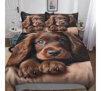MEFESE Cocker Spaniel Microfibra Copripiumino Lenzuola Letto Motivo Per Bambini Adulto Set Biancheria,Matrimoniale Con 3 Pezzi Cane da caccia Copripiumino,Anti-acaro Facile Da Curare King（220x240cm）
