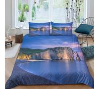 MEFESE Costa della Normandia, Francia Set Copripiumino 3D Stampato Set Biancheria Da Letto Set Copripiumino in Microfibra Morbida Con Chiusura A Cerniera E Morbido Federe Cuscino King（220x240cm）