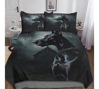 MEFESE Dobermann Microfibra Copripiumino Lenzuola Letto Motivo Per Bambini Adulto Set Biancheria,Matrimoniale Con 3 Pezzi Dobermannn nero Copripiumino,Anti-acaro Facile Da Curare Double（200x200cm）