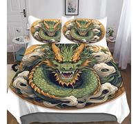 MEFESE Drago cinese 3 Pezzi Copripiumino Christmas Microfibra Morbida Con Fodere Per Cuscini Drago orientale Copripiumino 3D Bedding Set All Size Anti-acaro Per Ragazzi E Ragazze Double（200x200cm）