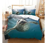MEFESE foca 3 Pezzi Copripiumino E Federa,Set Di Biancheria Da Letto Per Adulti E Ragazzi,Matrimoniale Con Animali polari Copripiumino Federe-prevenire L'umidit,Anallergico singolo（140x200cm）